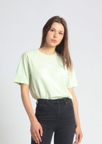 T-shirt boxy vert menthe clair en coton bio 1