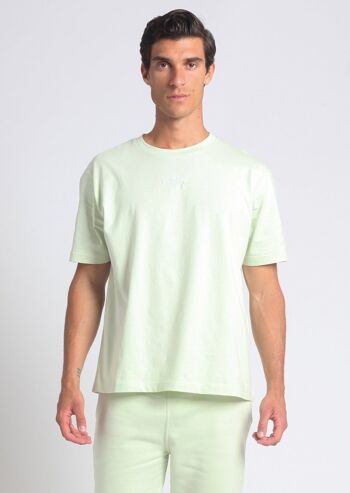 T-shirt boxy vert menthe clair en coton bio 2