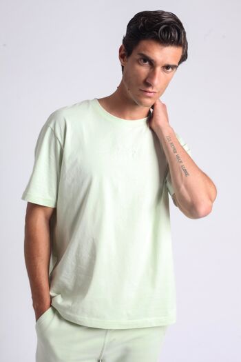 T-shirt boxy vert menthe clair en coton bio 4
