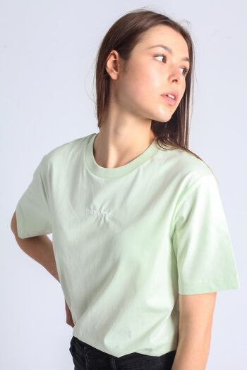 T-shirt boxy vert menthe clair en coton bio 6