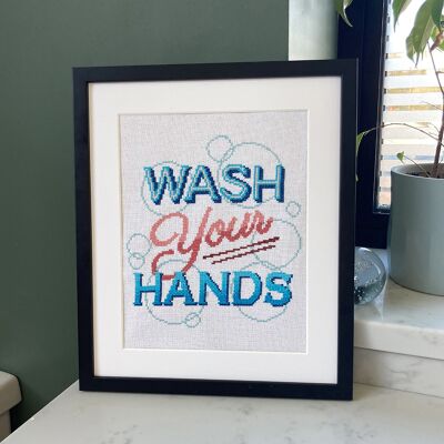 Lavati le mani - Kit punto croce moderno