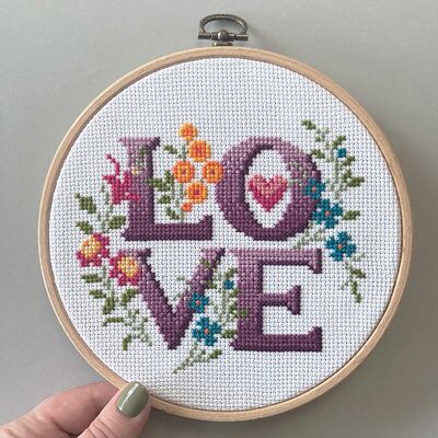 Love - Four Letter Floral Modern Cross Stitch Kit