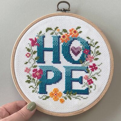 Hope - Four Letter Floral Modern Cross Stitch Kit