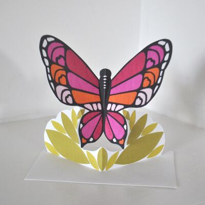 Schmetterlings-Grußkarte - Rosa