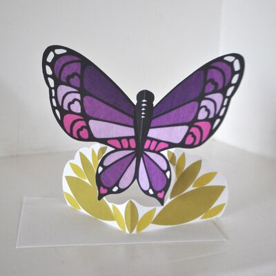 Biglietto di auguri a forma di farfalla - viola