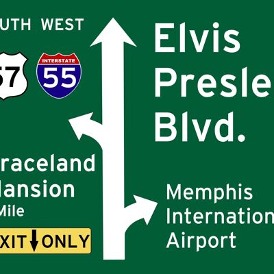Placa de calle estadounidense Memphis - Elvis Blvd.