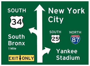 Panneau routier américain New York - Bronx
