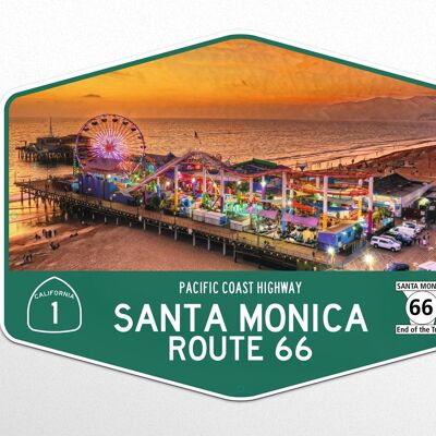 Metallschild Santa Monica, Pacific Coast Highway, Route 66
