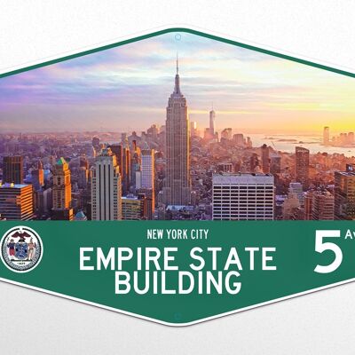 Plaque Métallique Empire State Building, New York