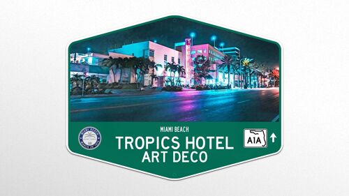 Metallschild Miami Beach Tropics Hotel