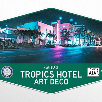 Metal Sign Miami Beach Tropics Hotel