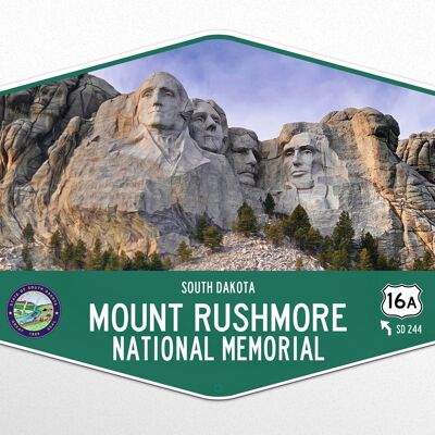 Cartello in metallo del Mount Rushmore National Memorial