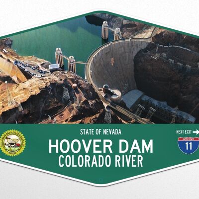Segno di metallo Hoover Dam, fiume Colorado