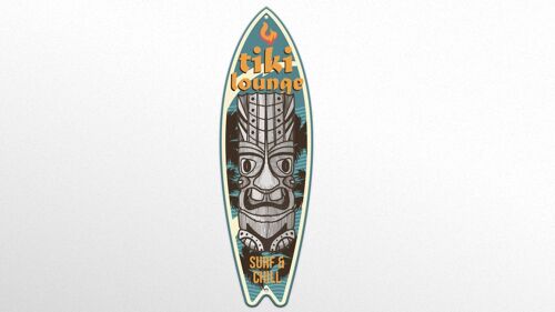 Metallschild  Surfboard Tiki Lounge