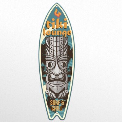 Metal Sign Surfboard Tiki Lounge