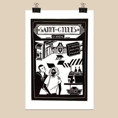 Linocut Saint-Gilles