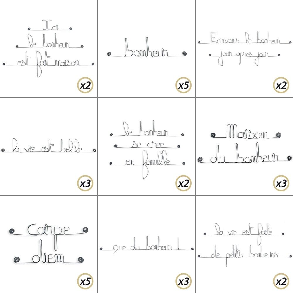 Decoración de pared de alambre - Super Pack implantación 15% de descuento: FELICIDAD - para fijar - Joyas de pared