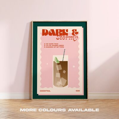 Dark & Stormy Print - A4 - Teal | Pink | Red