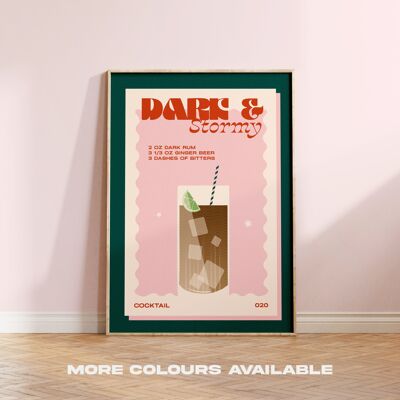 Dark & Stormy Print - A4 - Blue | Pink | Mustard