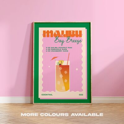 Malibu Bay Breeze Print - A4 - Green | Pink | Orange
