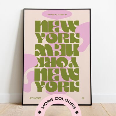 New York Print - A4 - Green | Pink