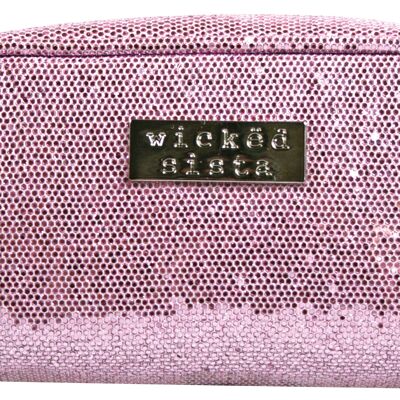 Borsa Glitter Piccola borsa cosmetica rosa con parte superiore rotonda