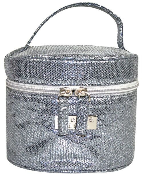 Bag Glitter Small Round Case Silver Kosmetiktasche Tasche