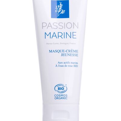 Youth cream mask with marine active ingredients and rose water