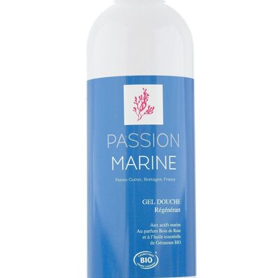 Gel douche Régénérant aux actifs marins, à l'huile essentielle de géranium & au parfum bois de rose - 500mL