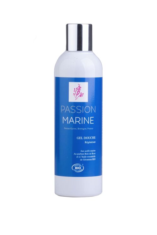 Gel douche Régénérant aux actifs marins, à l'huile essentielle de géranium & au parfum bois de rose - 250mL