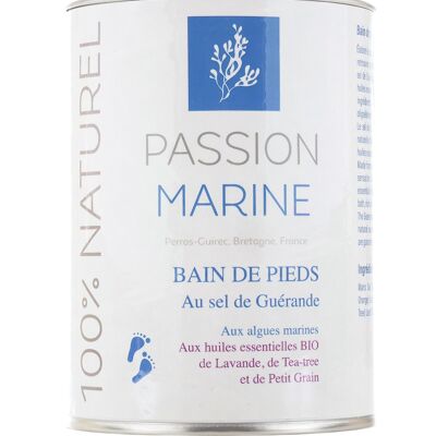 Bain de pieds au sel de Guérande aux algues marines et aux huiles essentielles de Petit grain, de lavande et de Tea tree - Boite 600 g