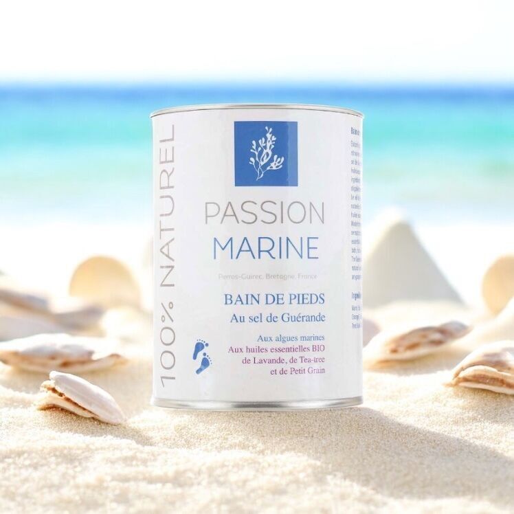 Pediluvio al sale di Guérande con alghe e olii essenziali di Petitgrain, Lavanda e Tea tree - Scatola 600 g
