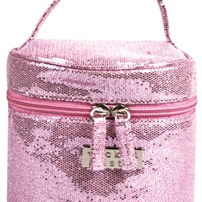 Bag Glitter Small Round Case Pink Kosmetiktasche Tasche