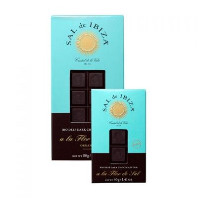 Dark chocolate 70% and Flor de Sel, Salt of Ibiza