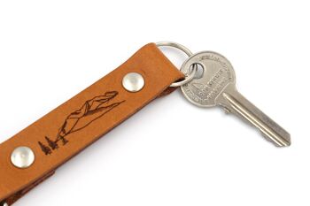 Porte-clés en cuir avec mousqueton - thème montagne 8