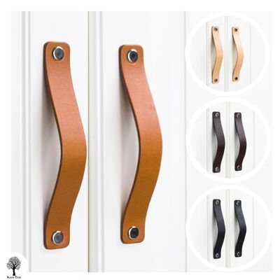 Leather handles for hole spacing 128 mm, leather pulls, PREMIUM QUALITY LEATHER
