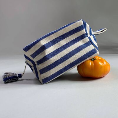 Handmade Cosmetic Bag Ole | Blue/Ecru