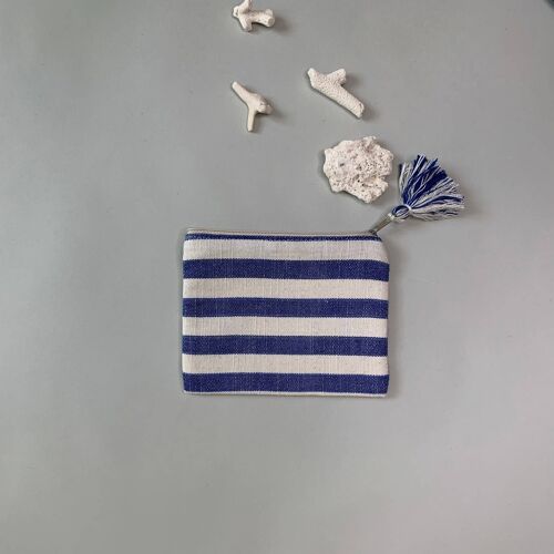 Handmade Small Bag Ole | Blue/Ecru