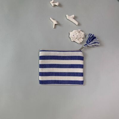 Handmade Small Bag Ole | Blue/Ecru