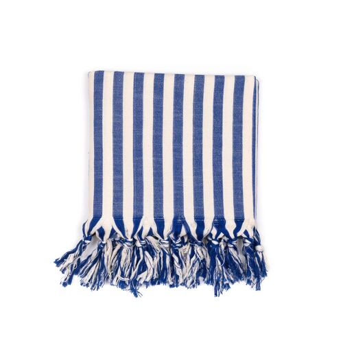 Handwoven Turkish Towel Ole | Blue/Ecru