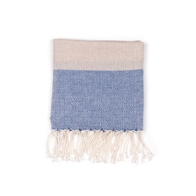 Handwoven Fine Fabric Shawl Zarif | Ecru/Blue