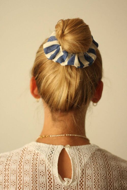 Handmade Scrunchie Ole | Blue/Ecru