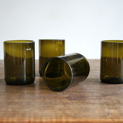 handcrafted drinking glass made from a wine bottle