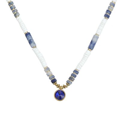 Uttara necklace in blue gold steel
