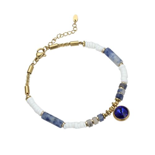 Bracelet Uttara en acier doré bleu