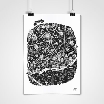 POSTER plan de ville - LISBONNE - city map 50x70cm