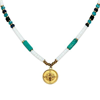 Usha necklace in turquoise golden steel