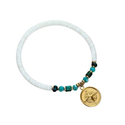 Usha elastic bracelet in turquoise golden steel