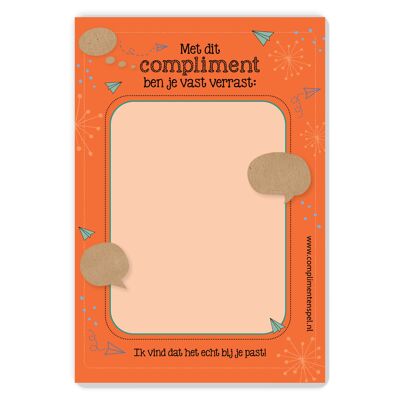 Bloc-notes Compliments "Tu as dû être surpris par ce compliment. Je pense qu'il te va vraiment bien."