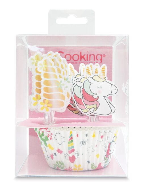 24 Caissettes + 24 cake toppers "Licorne"